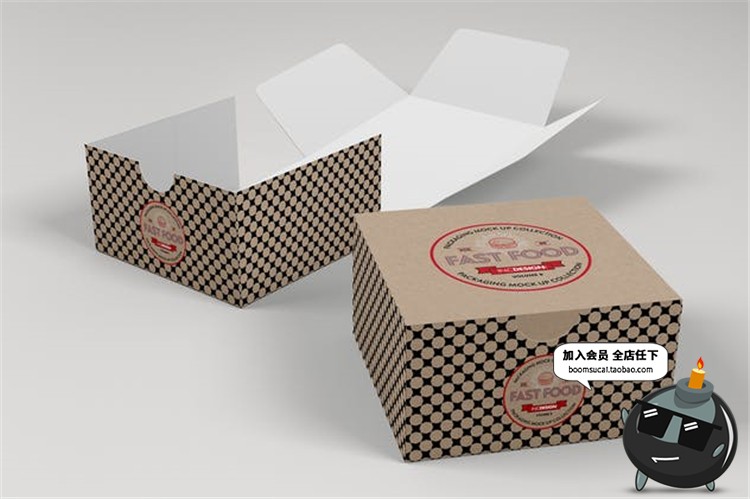 图片[5]-汉堡热狗派薯条小吃快餐食品包装效果展示PSD模板贴图样机PS素材-设计猿