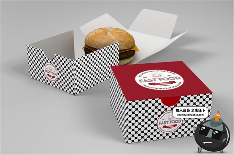 图片[9]-汉堡热狗派薯条小吃快餐食品包装效果展示PSD模板贴图样机PS素材-设计猿