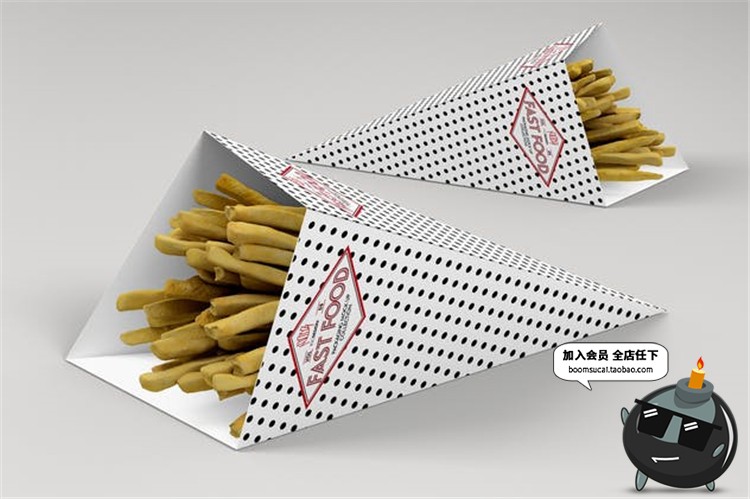 图片[10]-汉堡热狗派薯条小吃快餐食品包装效果展示PSD模板贴图样机PS素材-设计猿