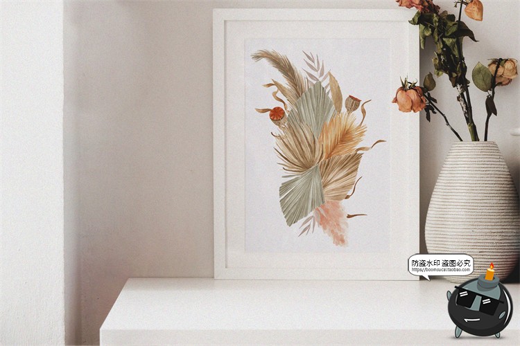 图片[7]-轻奢手绘水彩艺术装饰波西米亚干树叶植物插画图片PNG免抠素材-设计猿