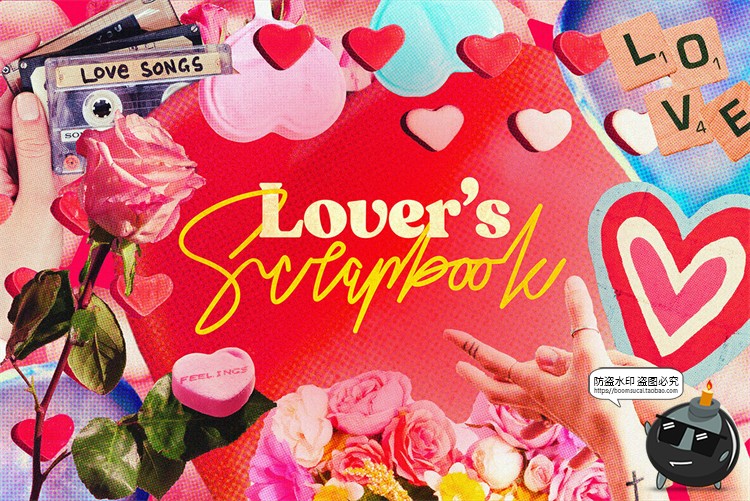 图片[1]-复古情人节玫瑰花爱心恋爱礼物爱情装饰元素剪贴画PNG免抠素材-设计猿