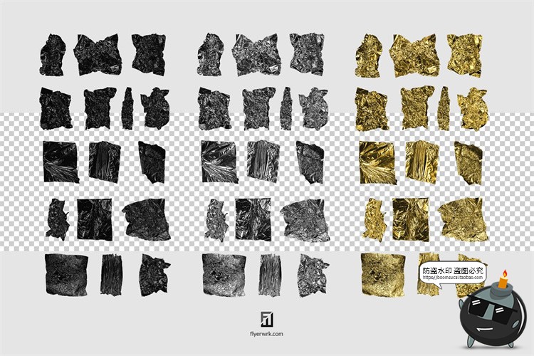 图片[3]-金属铝箔皱褶锡纸纹理背景底纹素材PNG免抠格式JPG图片背景素材-设计猿