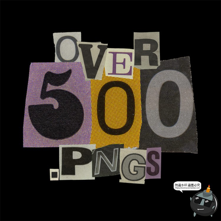 图片[2]-500+款时尚潮流复古切割字母符号纸张碎片拼接剪贴免抠PNG素材-设计猿