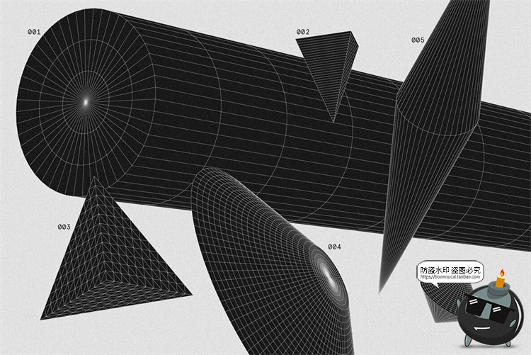 图片[5]-抽象3D立体几何线框艺术图形海报后期装饰元素主视觉AI矢量素材-设计猿