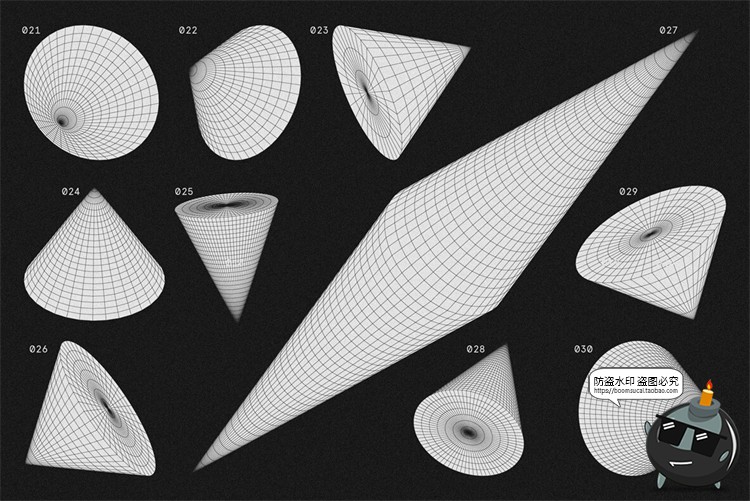 图片[7]-抽象3D立体几何线框艺术图形海报后期装饰元素主视觉AI矢量素材-设计猿