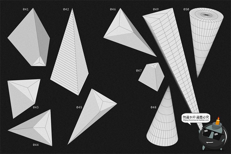 图片[10]-抽象3D立体几何线框艺术图形海报后期装饰元素主视觉AI矢量素材-设计猿
