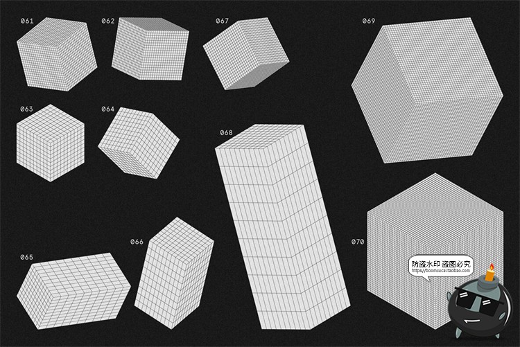 图片[13]-抽象3D立体几何线框艺术图形海报后期装饰元素主视觉AI矢量素材-设计猿