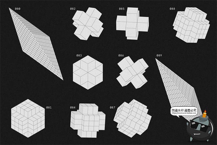 图片[15]-抽象3D立体几何线框艺术图形海报后期装饰元素主视觉AI矢量素材-设计猿