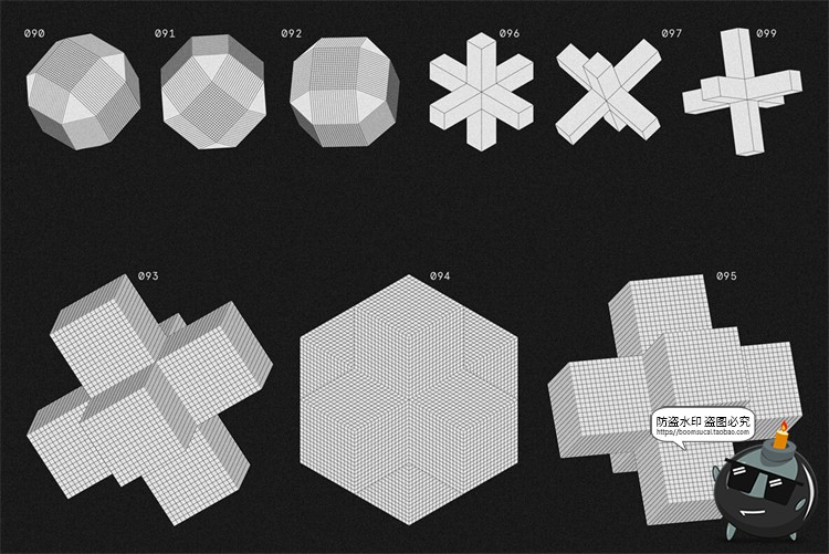 图片[16]-抽象3D立体几何线框艺术图形海报后期装饰元素主视觉AI矢量素材-设计猿