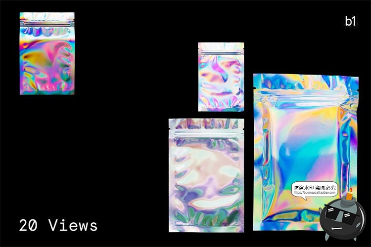 图片[2]-塑料塑封袋镭射渐变自封袋包装袋效果mockup智能贴图样机PSD素材-设计猿