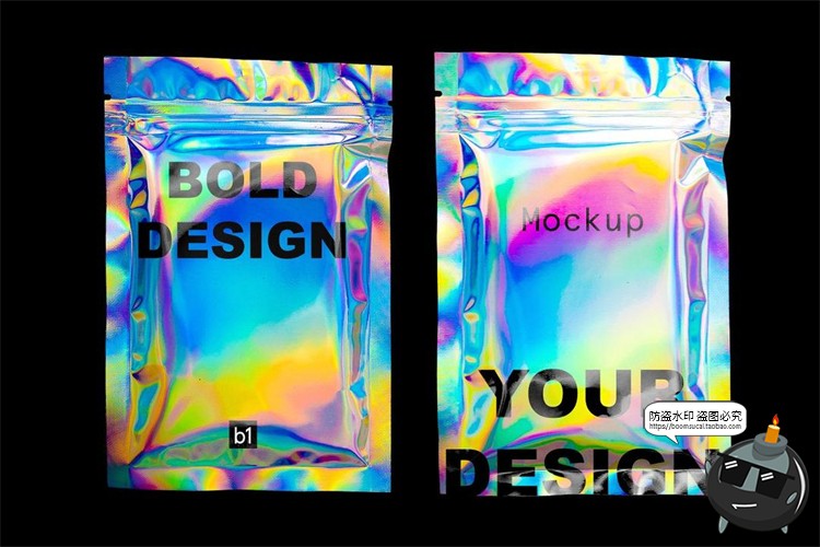 图片[5]-塑料塑封袋镭射渐变自封袋包装袋效果mockup智能贴图样机PSD素材-设计猿