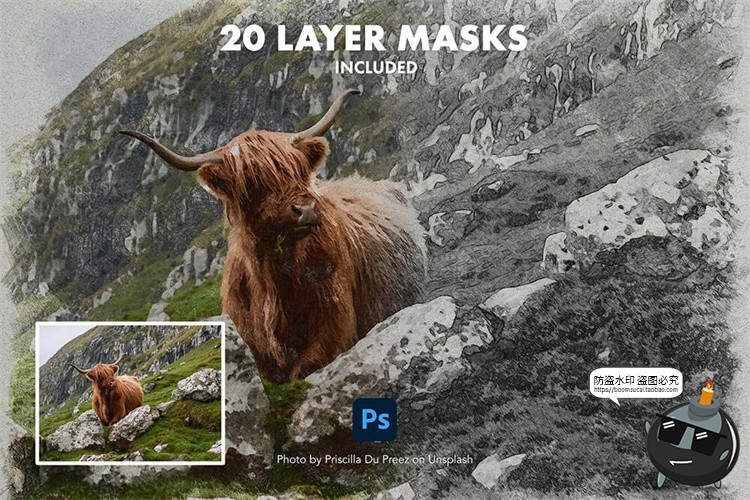 图片[3]-彩色石墨铅笔彩铅素描手绘照片效果图片后期特效PSD模板PS素材-设计猿