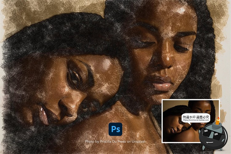 图片[4]-彩色石墨铅笔彩铅素描手绘照片效果图片后期特效PSD模板PS素材-设计猿