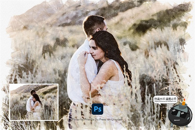 图片[5]-彩色石墨铅笔彩铅素描手绘照片效果图片后期特效PSD模板PS素材-设计猿