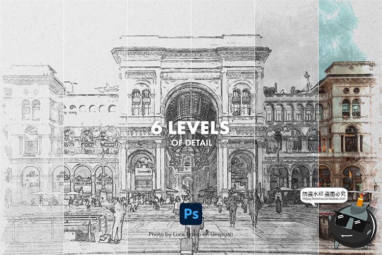 图片[6]-彩色石墨铅笔彩铅素描手绘照片效果图片后期特效PSD模板PS素材-设计猿