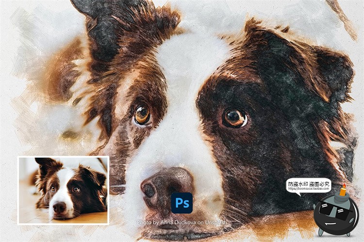 图片[9]-彩色石墨铅笔彩铅素描手绘照片效果图片后期特效PSD模板PS素材-设计猿