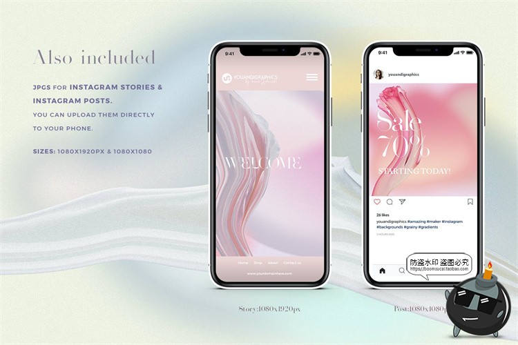 图片[6]-清新优雅颗粒感渐变背景底纹纹理包装图案合成JPG图片PNG元素素材-设计猿