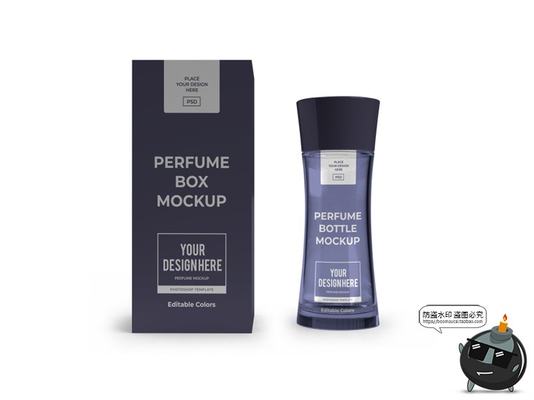 图片[2]-深灰色男士香水玻璃包装PSD模板智能贴图效果展示样机mockups素材-设计猿