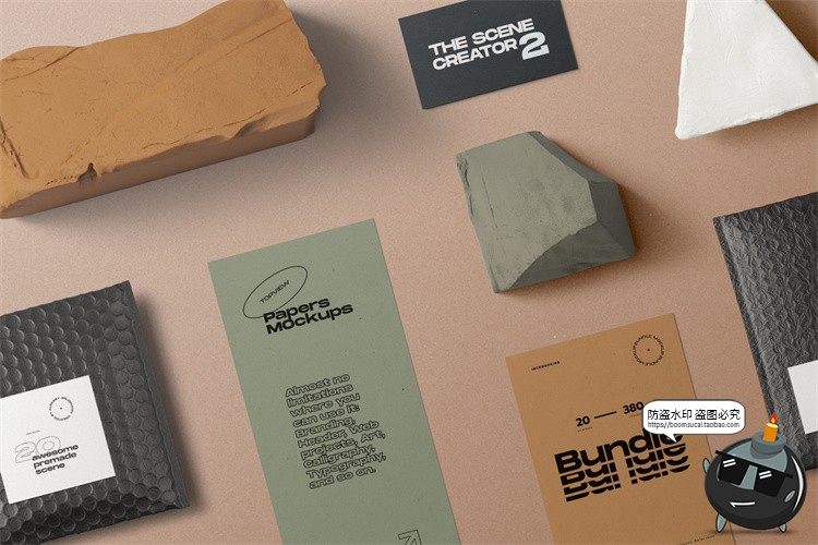 图片[4]-北欧风正视角场景文艺小清新潮品牌VI包装场景PSD模板样机PS素材-设计猿