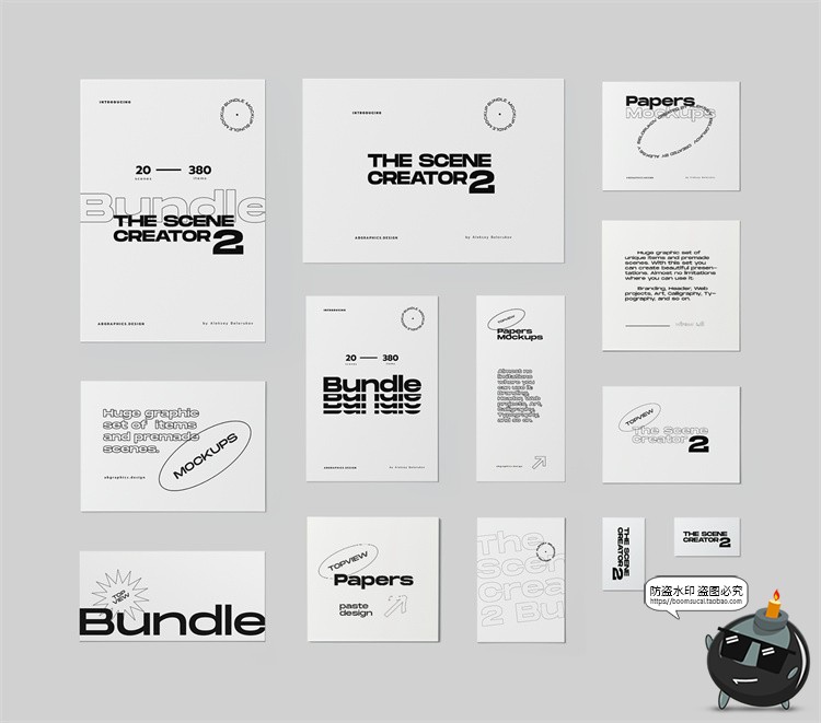 图片[20]-北欧风正视角场景文艺小清新潮品牌VI包装场景PSD模板样机PS素材-设计猿