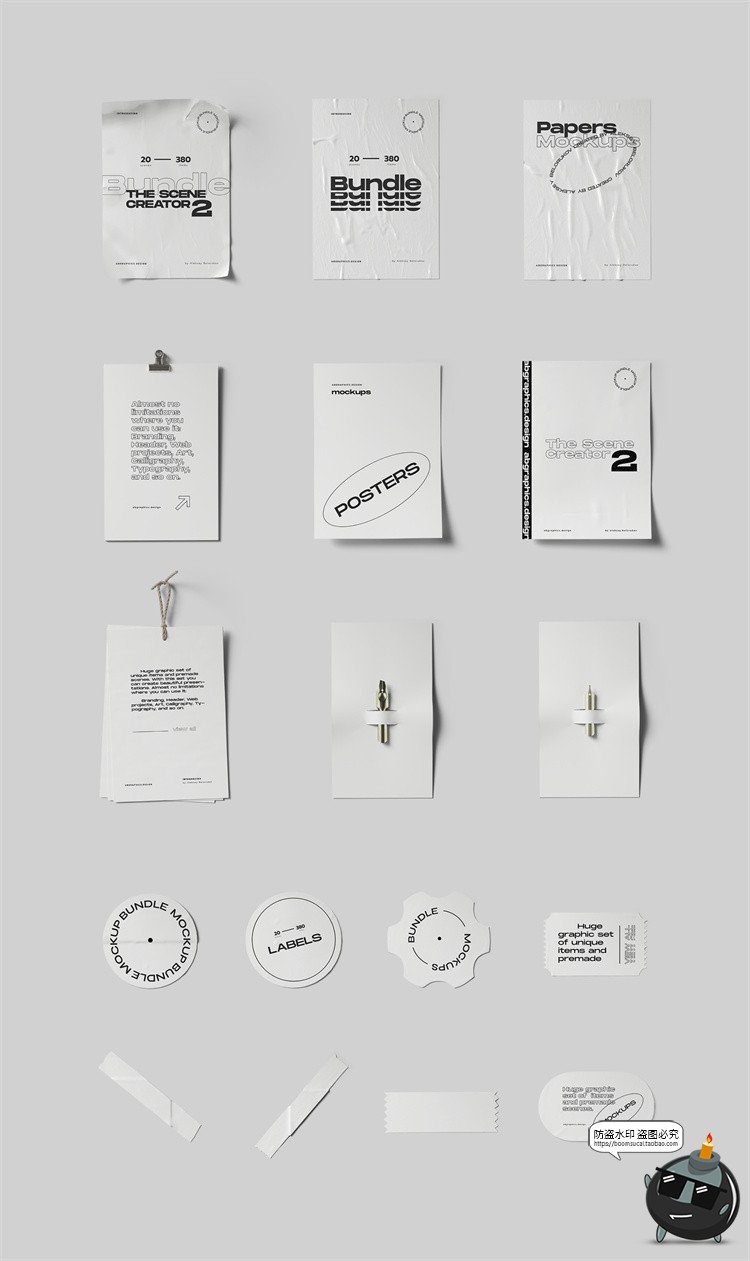 图片[23]-北欧风正视角场景文艺小清新潮品牌VI包装场景PSD模板样机PS素材-设计猿