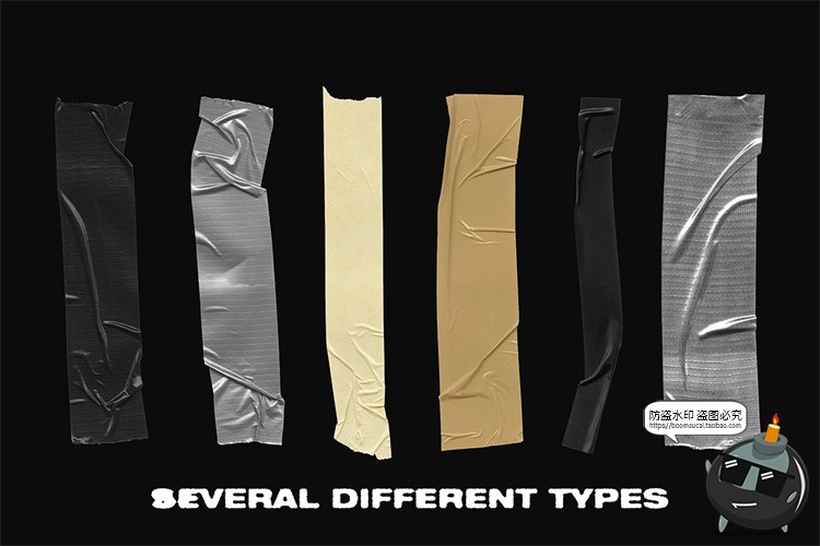 图片[4]-高清透明褶皱胶合胶带剪贴画装饰元素后期合成做旧PNG免抠PS素材-设计猿