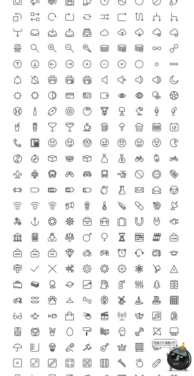 图片[4]-各行业常用UI图标扁平化卡通简约线性icons标志AI矢量PSD模板素材-设计猿