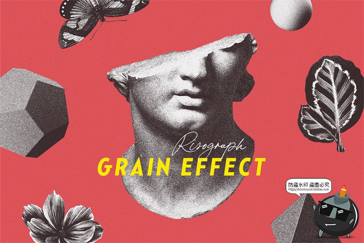 图片[1]-复古做旧粗糙噪点滤镜颗粒效果渐变纹理特效样机PSD模板PS素材-设计猿