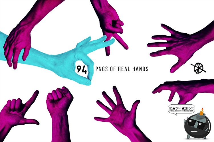 图片[2]-孟菲斯抽象元素创意手部手势拼贴画背景海报PSD模板PNG免抠PS素材-设计猿