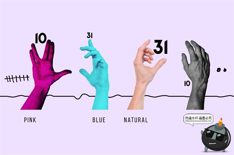 图片[3]-孟菲斯抽象元素创意手部手势拼贴画背景海报PSD模板PNG免抠PS素材-设计猿