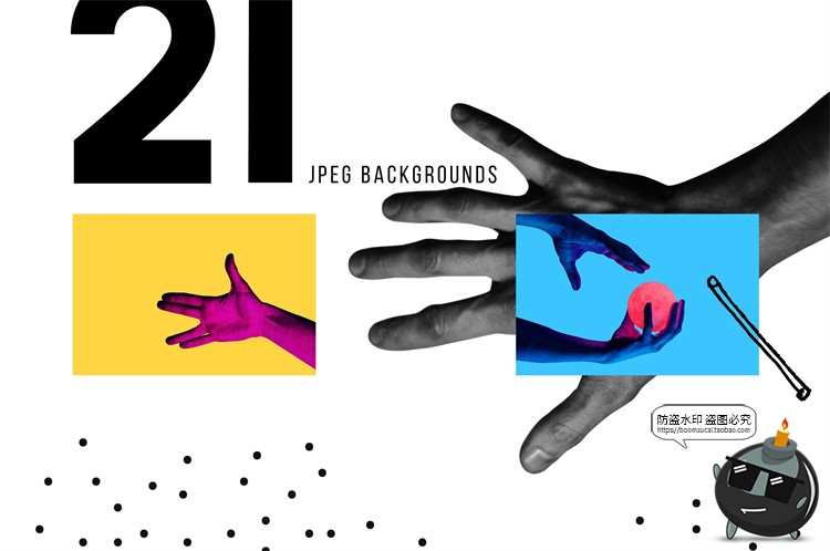 图片[5]-孟菲斯抽象元素创意手部手势拼贴画背景海报PSD模板PNG免抠PS素材-设计猿