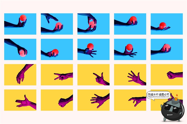 图片[6]-孟菲斯抽象元素创意手部手势拼贴画背景海报PSD模板PNG免抠PS素材-设计猿