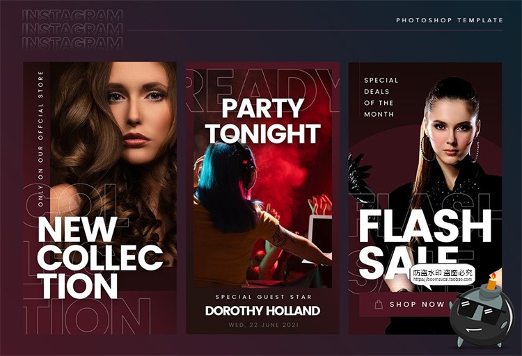 图片[3]-时尚绚丽霓虹灯夜店酒吧海报版式参考图文文案排版PSD模板PS素材-设计猿