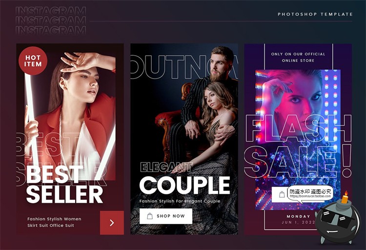 图片[4]-时尚绚丽霓虹灯夜店酒吧海报版式参考图文文案排版PSD模板PS素材-设计猿