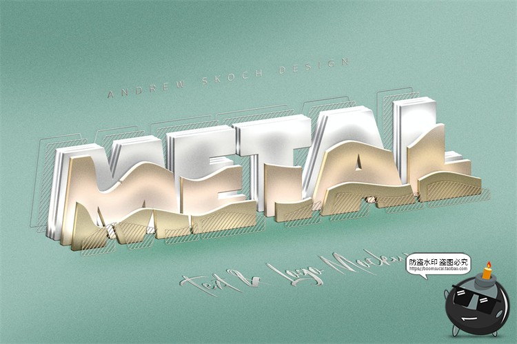 图片[3]-3D立体金属切割分割层拆解效果字体特效图层样式PSD模板PS素材-设计猿