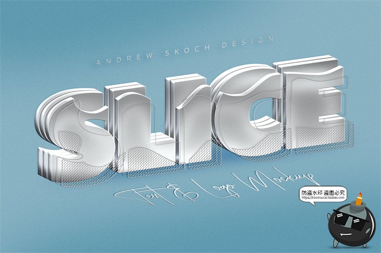 图片[5]-3D立体金属切割分割层拆解效果字体特效图层样式PSD模板PS素材-设计猿