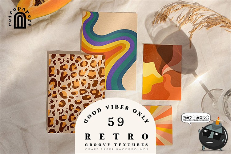 图片[2]-复古氛围抽象蒸汽波风格扭曲故障褶皱纸张底纹理背景JPG图片素材-设计猿