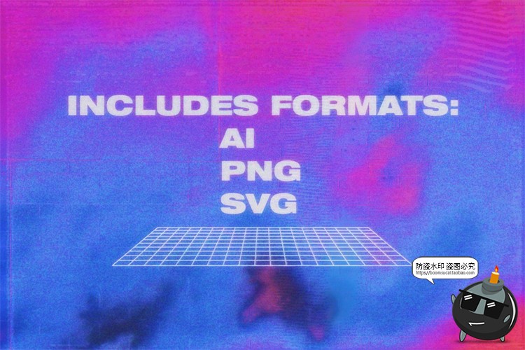 图片[2]-人形赛博朋克科幻风未来线框网格扭曲图形图案AI矢量PNG免抠素材-设计猿