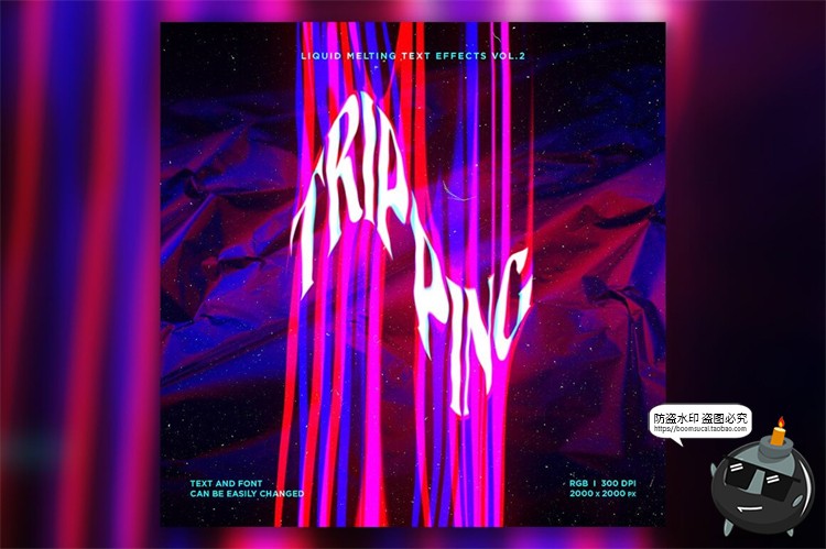 图片[3]-抽象扭曲液体融化风格诡异酸性文字效果特效字样机PSD模板PS素材-设计猿