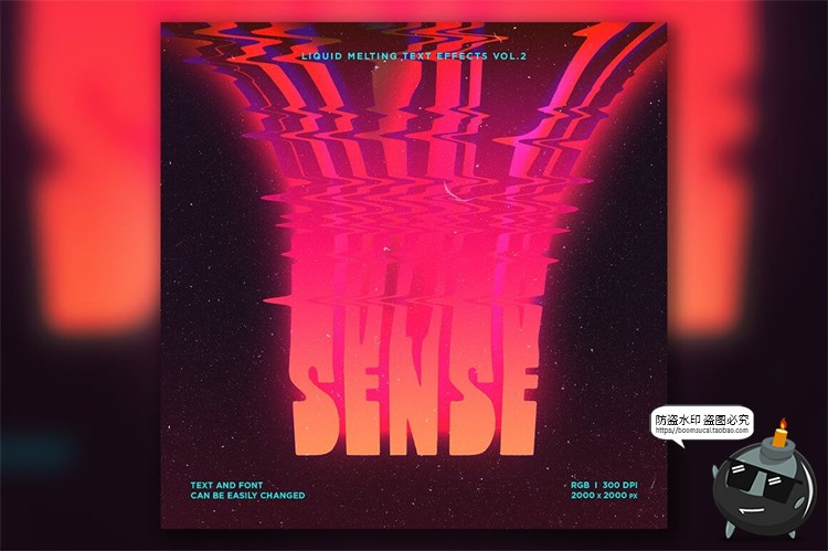 图片[4]-抽象扭曲液体融化风格诡异酸性文字效果特效字样机PSD模板PS素材-设计猿