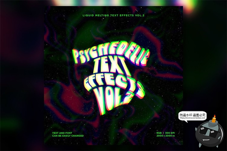图片[5]-抽象扭曲液体融化风格诡异酸性文字效果特效字样机PSD模板PS素材-设计猿