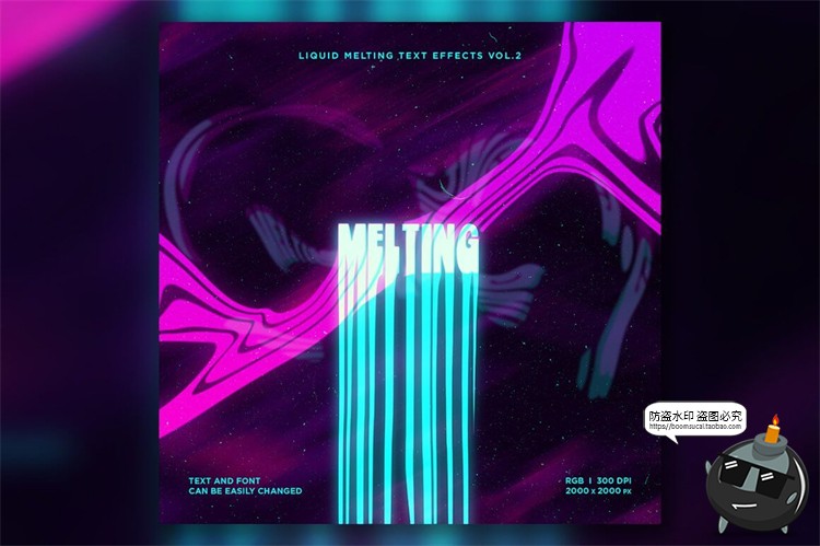 图片[6]-抽象扭曲液体融化风格诡异酸性文字效果特效字样机PSD模板PS素材-设计猿
