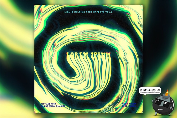 图片[7]-抽象扭曲液体融化风格诡异酸性文字效果特效字样机PSD模板PS素材-设计猿