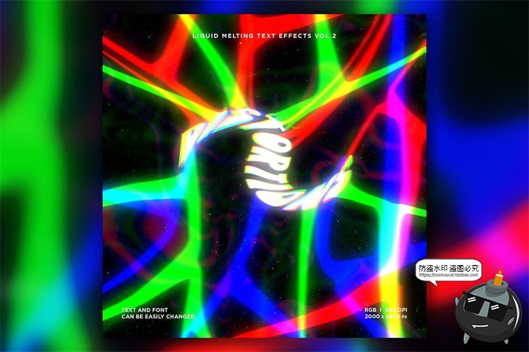 图片[11]-抽象扭曲液体融化风格诡异酸性文字效果特效字样机PSD模板PS素材-设计猿