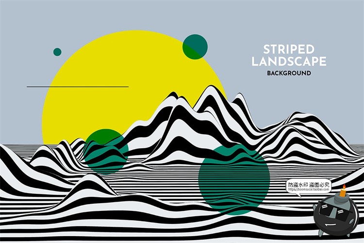图片[4]-复古孟菲斯抽象山脉黑白条纹等高线背景底纹PSD模板PNG免抠PS素材-设计猿