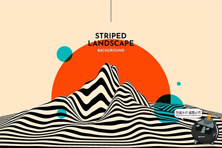 图片[5]-复古孟菲斯抽象山脉黑白条纹等高线背景底纹PSD模板PNG免抠PS素材-设计猿