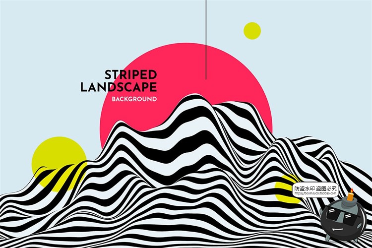 图片[6]-复古孟菲斯抽象山脉黑白条纹等高线背景底纹PSD模板PNG免抠PS素材-设计猿