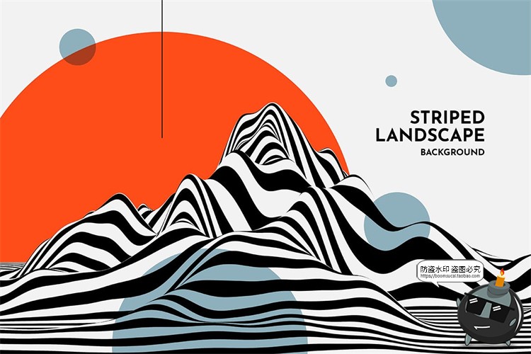 图片[8]-复古孟菲斯抽象山脉黑白条纹等高线背景底纹PSD模板PNG免抠PS素材-设计猿