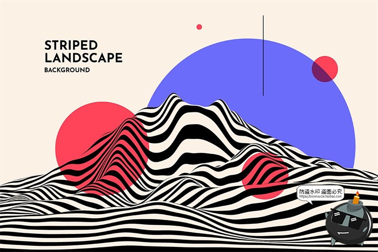 图片[11]-复古孟菲斯抽象山脉黑白条纹等高线背景底纹PSD模板PNG免抠PS素材-设计猿