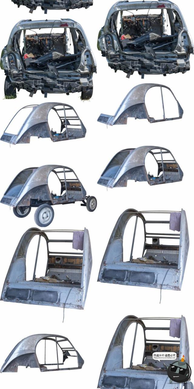 图片[3]-汽车残骸毁坏车辆零件报废汽车废墟参考场景后期合成PNG免抠素材-设计猿
